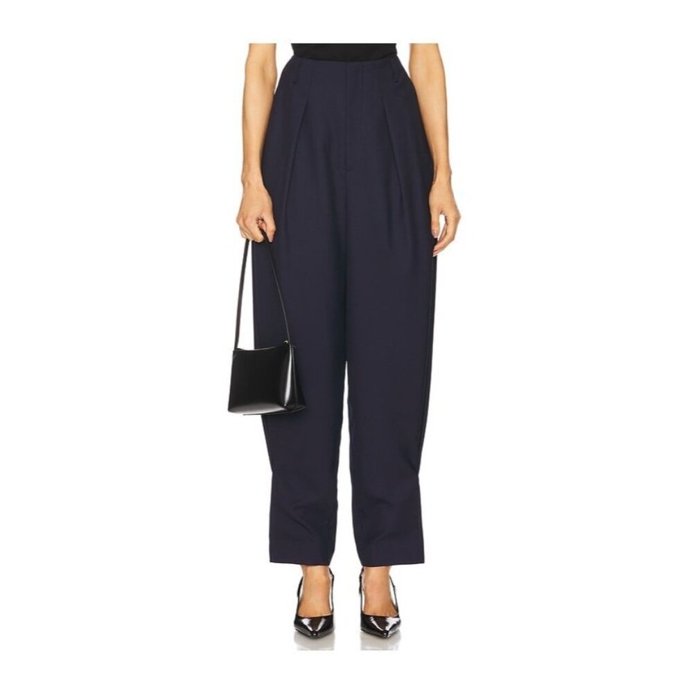 Ronny Kobo Womens Large Navy Juniper Pants Suit Trousers Wool Blend NEW